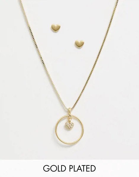 Позолоченные серьги и ожерелье Pilgrim-Золотой