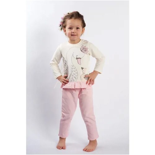 Комплект одежды  Diva Kids детский, лонгслив и брюки, повседневный стиль, подарочная упаковка, карманы, размер 74, розовый, бежевый
