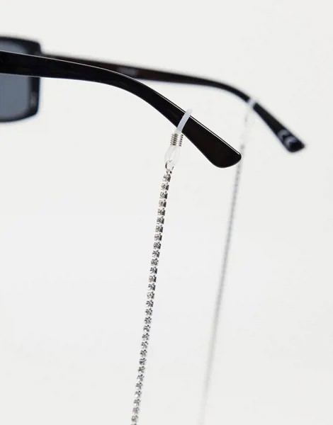 Цепочка для солнцезащитных очков серебристого цвета со стразами Pieces-Серебристый