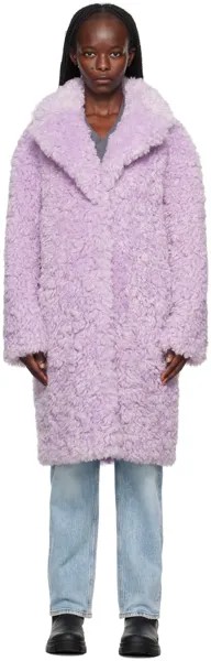 Пальто из искусственного меха Stand Studio Purple Camille Cocoon
