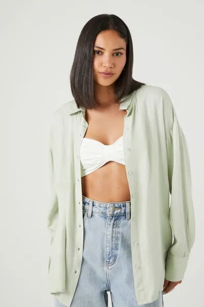 Классическая рубашка на пуговицах спереди Forever 21, шалфей