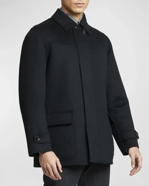 Мужское двустороннее пальто из кашемира в стиле «автомобиль» Brioni, цвет Black Anthracite