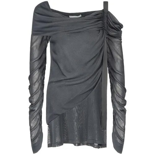 Блуза  Alberta Ferretti, нарядный стиль, открытые плечи, полупрозрачная, размер 46, черный