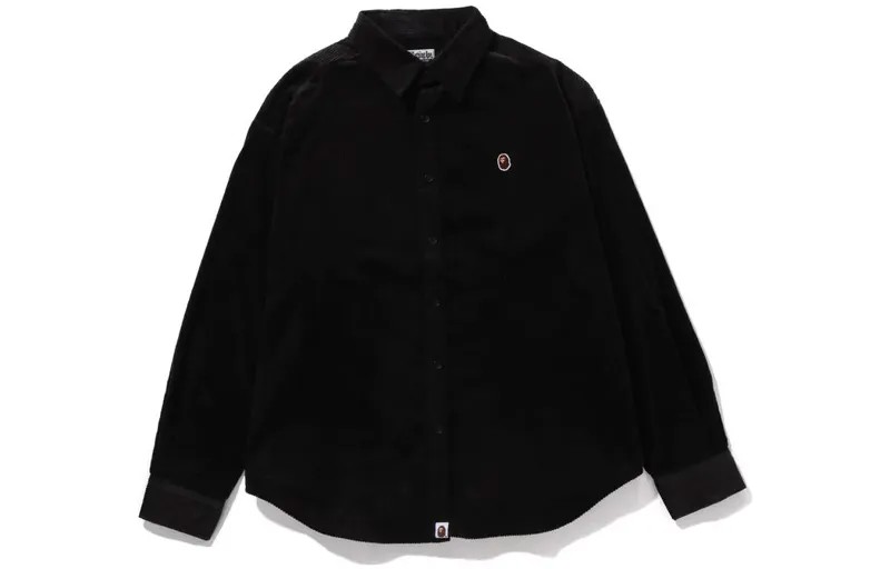 Рубашка из вельвета BAPE Ape Head One Point A Bathing Ape, черный