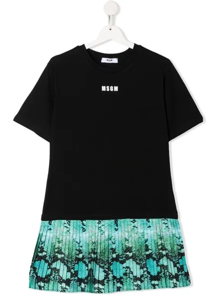 MSGM Kids платье-футболка с плиссированной юбкой