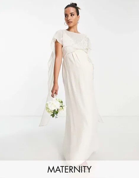 Свадебное платье макси с завязками на спине Hope & Ivy цвета слоновой кости для беременных Hope & Ivy Maternity