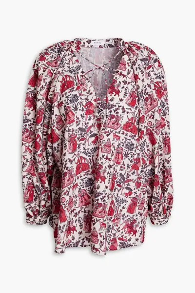 Плиссированная блузка из крепа с принтом Rhode, пастельно-розовый