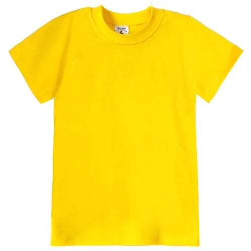 Футболка детская желтая однотонная, желтая однотонная футболка для мальчика и девочки универсальная, футболка для физкультуры 128