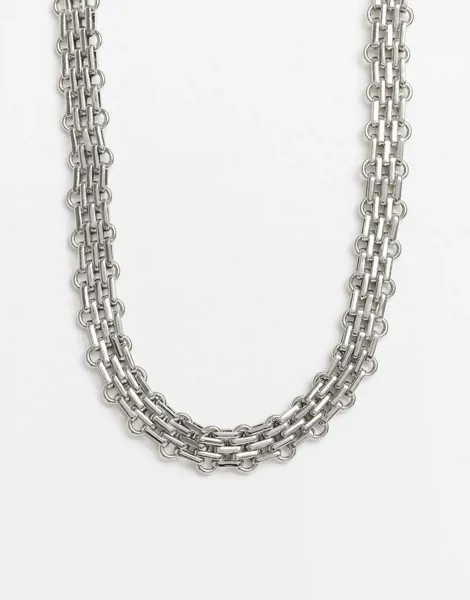 Серебристое массивное ожерелье Weekday Nadja-Серебристый