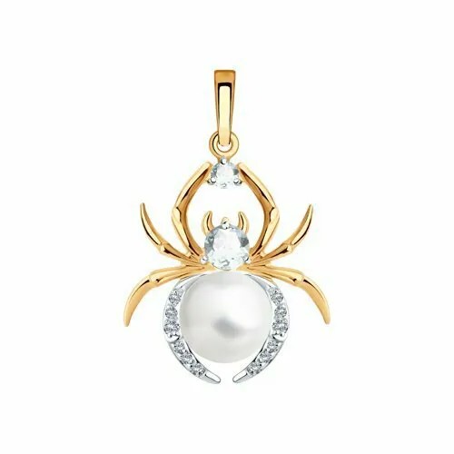 Подвеска GOLD CENTER, красное золото, 585 проба, жемчуг культивированный, жемчуг имитация