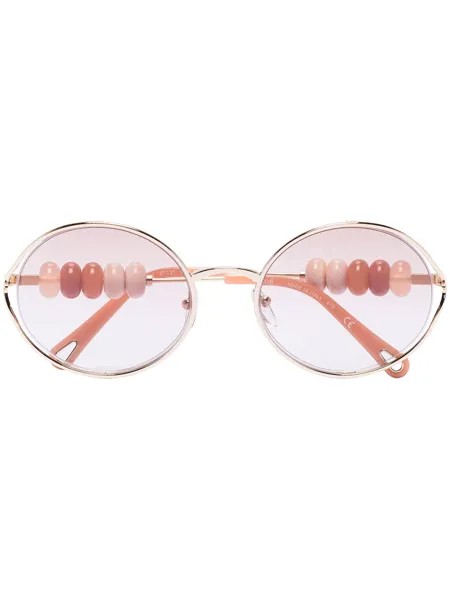 Chloé Eyewear солнцезащитные очки в круглой оправе с бусинами на дужках