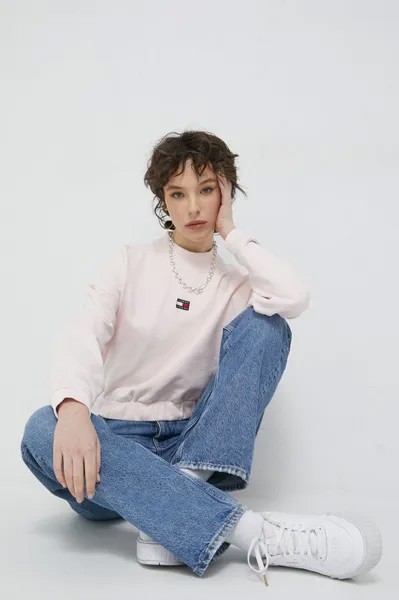 Хлопковая толстовка Tommy Jeans, розовый