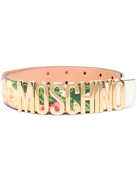Moschino ремень с цветочным принтом и логотипом