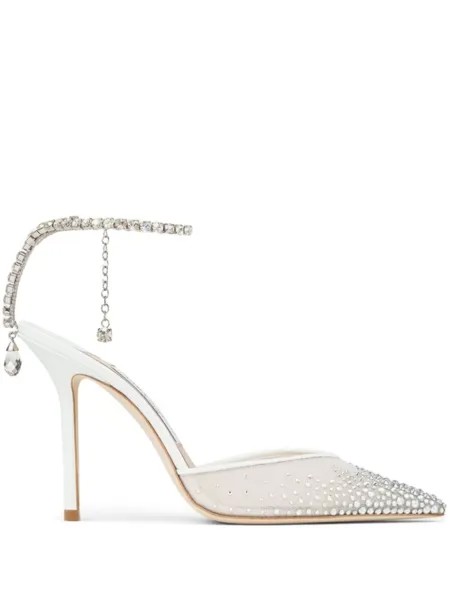 Jimmy Choo туфли Saeda 100 с кристаллами, белый