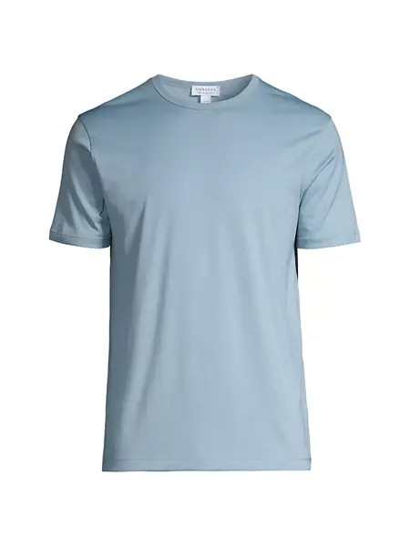 Хлопковая футболка с круглым вырезом Sunspel, цвет sky blue