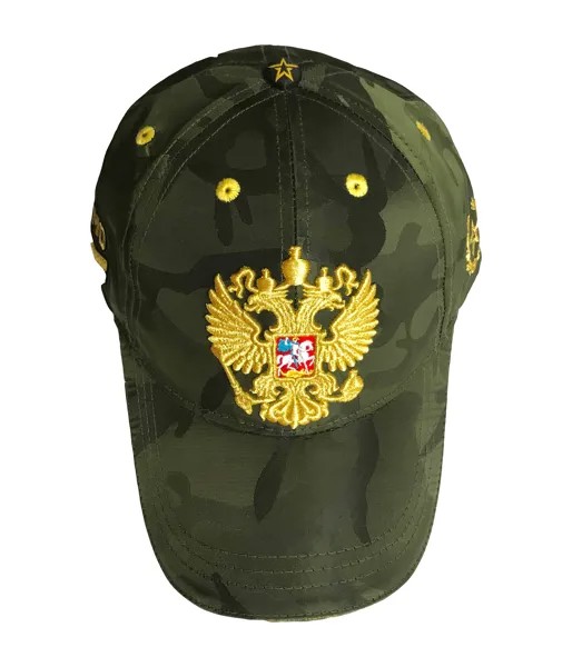 Бейсболка унисекс Лига Звезд Золотой герб России хаки