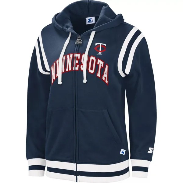 Женская базовая темно-синяя худи с молнией во всю длину Minnesota Twins Vintage Starter