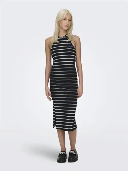 Only трикотажное платье, цвет Black Stripes:Thin White Stripes