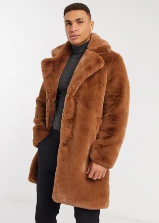 Пальто из искусственного меха Gianni Feraud-Коричневый цвет