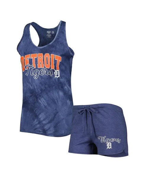 Женский комплект для сна, темно-синяя майка и шорты Billboard Racerback Detroit Tigers Concepts Sport, темно-синий