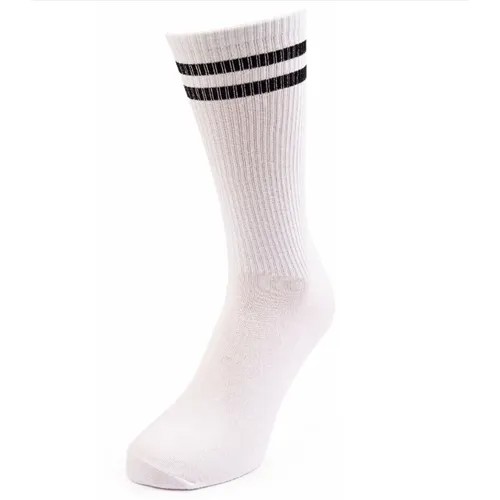 5 пар носки высокие хлопковые классические мужские 40-45 белые с полоской
