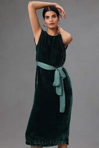 Платье Velvet by Graham & Spencer миди без рукавов, темно-зеленый