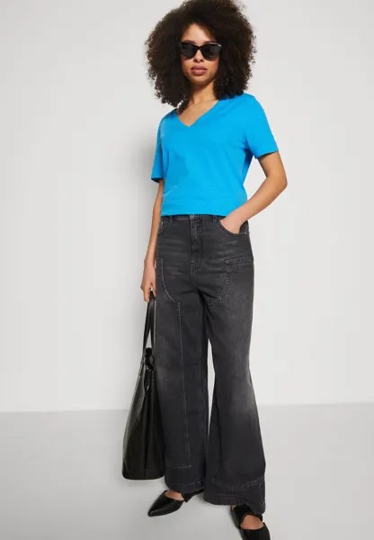 Базовая футболка Mit V-Ausschnitt Esprit, синяя