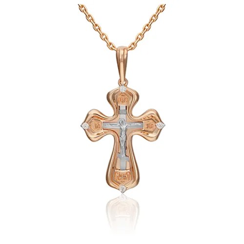 PLATINA jewelry Крестик из комбинированного золота с фианитом 03-3161-00-401-1111-48