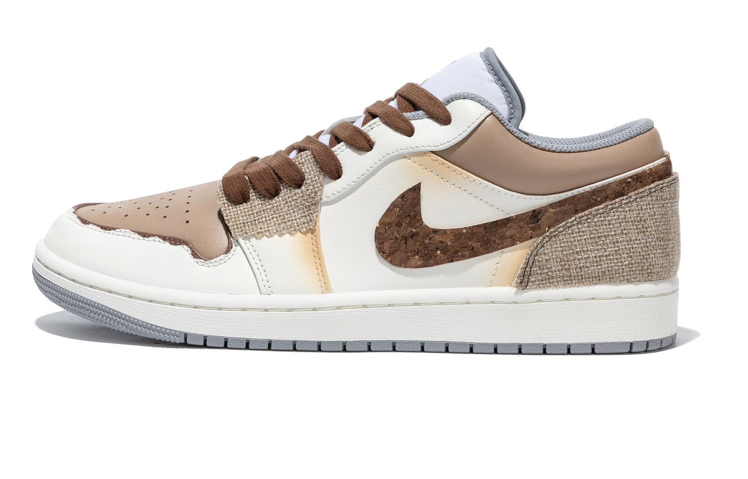 Кроссовки Air Jordan 1 Vintage Basketball Shoes Men Low-top White/Brown, хаки
