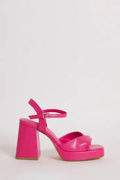Розовые босоножки на высоком каблуке и платформе с перекрученной передней частью для широкой стопы Simply Be, розовый