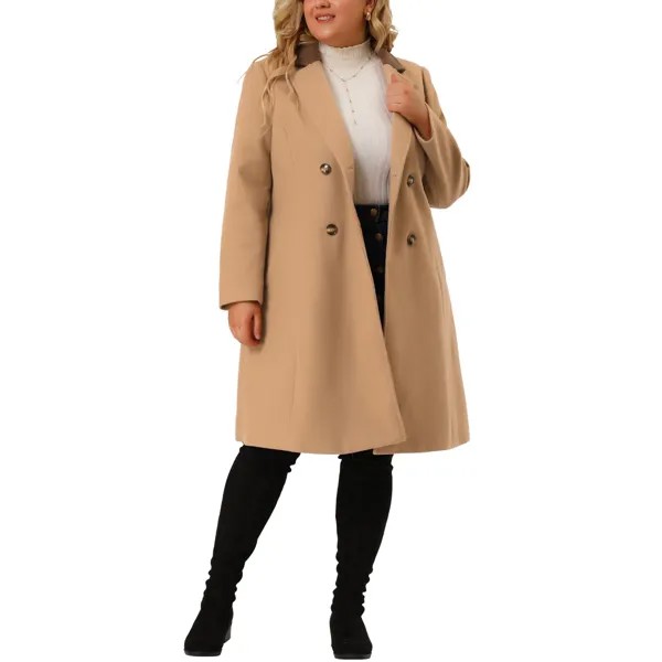 Женское бушлат больших размеров, зимняя верхняя одежда, двубортное модное пальто Agnes Orinda, черный