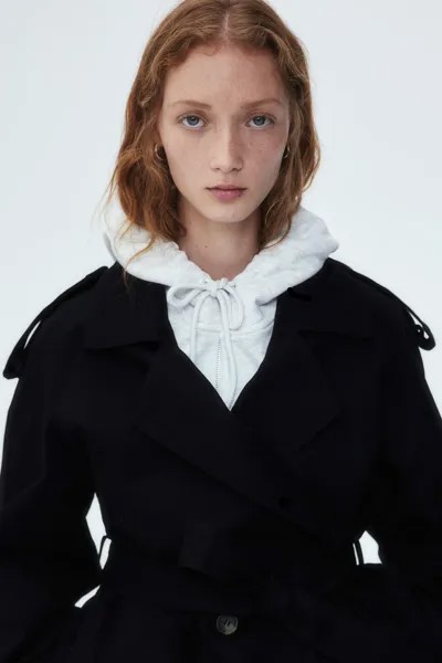 Короткий тренч H&M, черный