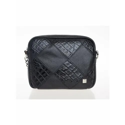 Сумка кросс-боди Franchesco Mariscotti классическая женская сумка 114439, фактура гладкая, тиснение, под рептилию, черный