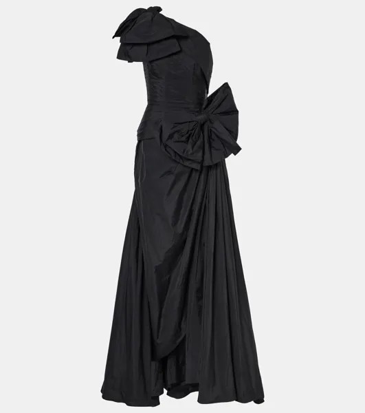 Платье из тафты на одно плечо с бантом Elie Saab, черный