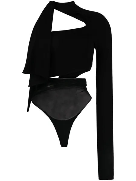 Mugler топ на одно плечо, черный
