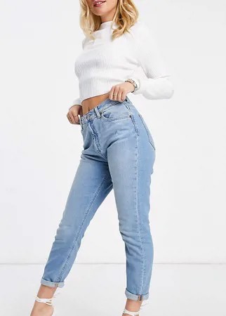 Выбеленные узкие джинсы mom с завышенной талией ASOS DESIGN Petite hourglass-Синий