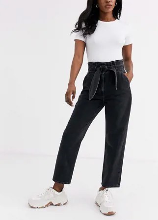 Черные джинсы с завышенной талией и поясом & Other Stories-Черный