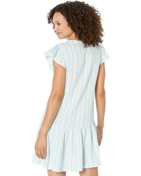 Платье MONROW Pinstripe Gauze Easy Ruffle Dress, цвет Sea Foam