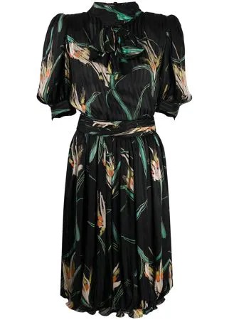 Valentino Pre-Owned плиссированное платье 1980-х годов с цветочным принтом