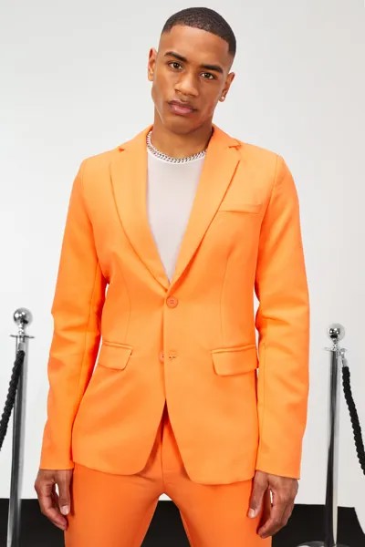 Однобортный костюмный пиджак облегающего кроя Boohoo, оранжевый