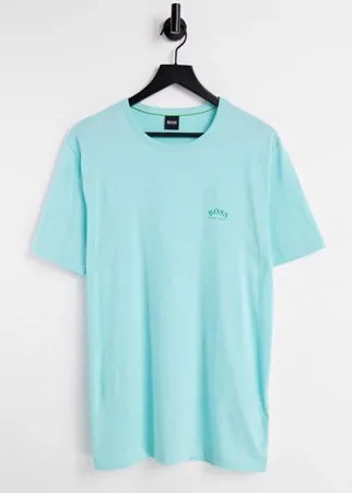 Мятно-зеленая футболка с небольшим логотипом BOSS Athleisure Tee Curved-Зеленый цвет