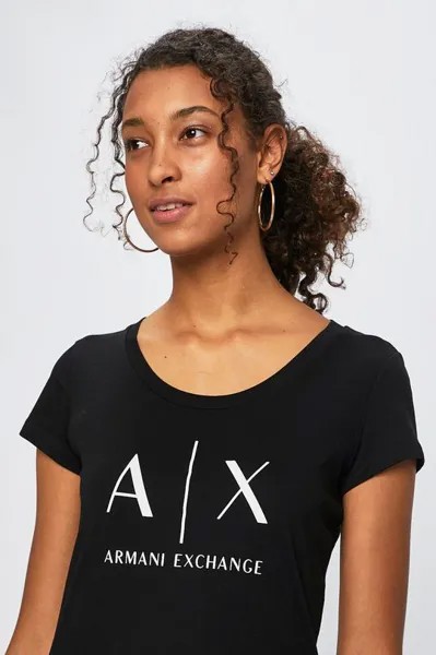 Хлопковая футболка Armani Exchange, черный