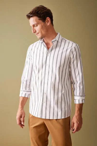 Рубашка с длинным рукавом без железной отделки Modern Fit DeFacto, белый