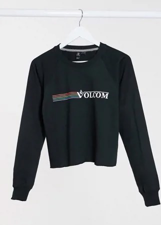 Черный джемпер с круглым вырезом и логотипом Volcom