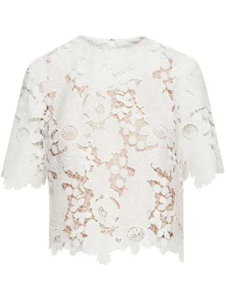 Oscar de la Renta шелковая блузка с цветочным кружевом, белый