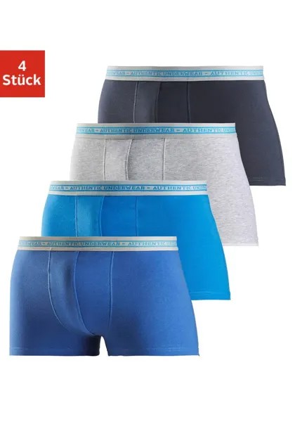 AUTHENTIC UNDERWEAR Боксеры (упаковка, 4 шт.), черный тканый пояс с надписью-логотипом, синий