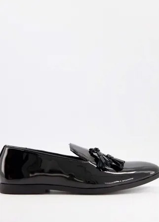 Черные лакированные слиперы с кисточками Truffle Collection-Черный цвет