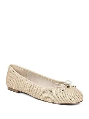 SAM EDELMAN Женские балетки бежевого цвета с логотипом Raffia Falcon Round Toe Slip On Ballet 7,5 M