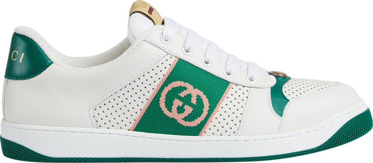 Кроссовки Gucci Screener 'Interlocking G - White Green', белый