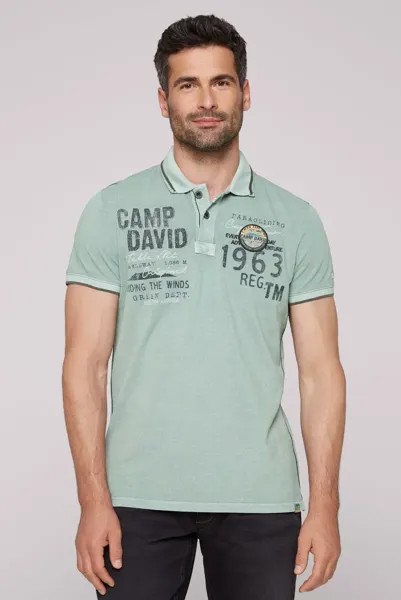 Рубашка-поло CAMP DAVID, хлопок, бирюзовый